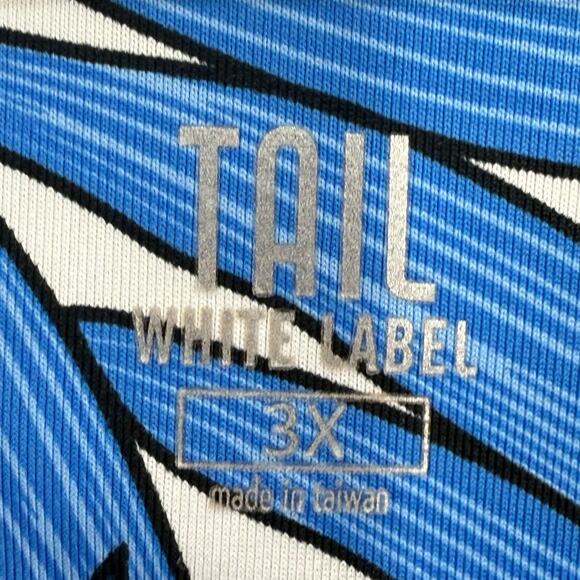 Tail White Label Golf Shirt 3X Womens Blue Palm Print 1/4 Zip Short Sleeve Top - Picture 3 of 3